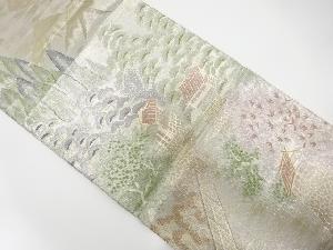 佐賀錦　遠山に街道風景模様織り出し袋帯